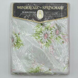 Vintage Springmaid Wondercale Double Flat Sheet Full Size Fresh Daisies Floral